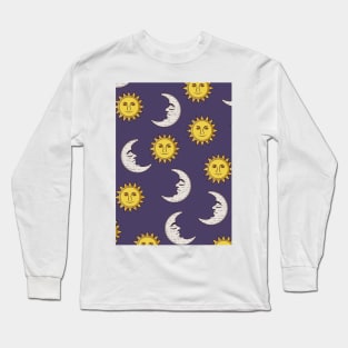 Moon and Sun pattern Long Sleeve T-Shirt